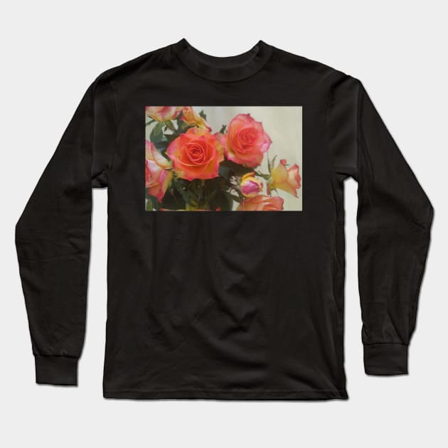 Roses, yellow and pink Long Sleeve T-Shirt by TreacleDesigns